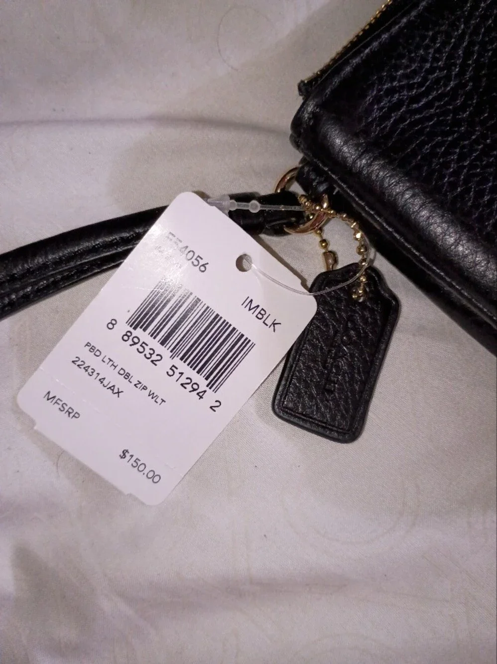 Coach Black Pebbled Leather Zip Wallet